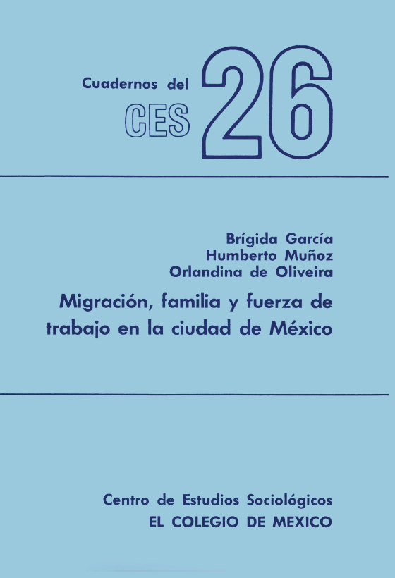 Portada: Migración, familia y fuerza de trabajo en la ciudad de México