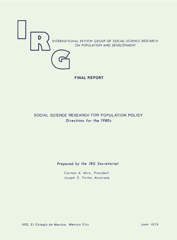 Portada: Social science research for population policy directions for the 1980s