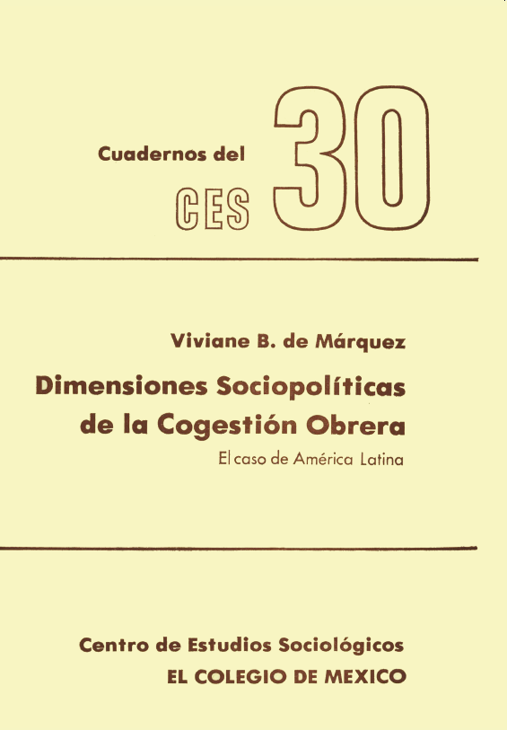 Portada: Dimensiones sociopolíticas de la cogestion obrera