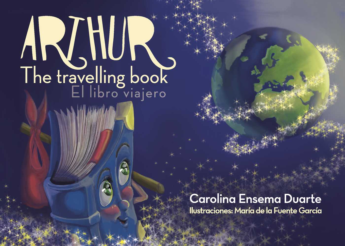 Portada de Arthur, the travelling book (Arthur el libro viajero) · Carolina Ensema Duarte