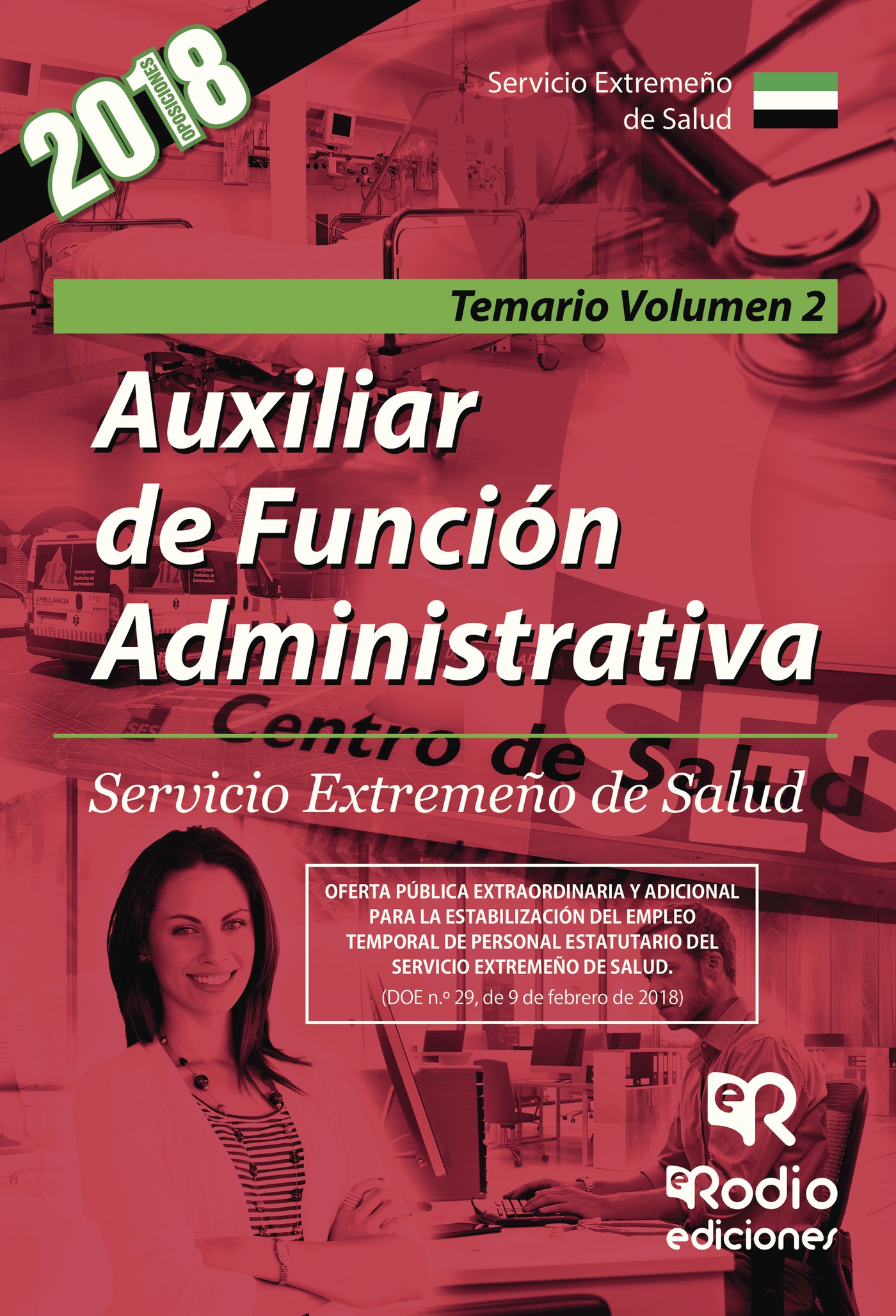 Portada de Auxiliar de Función Administrativa. Servicio Extremeño de Salud. Temario Volumen 2
