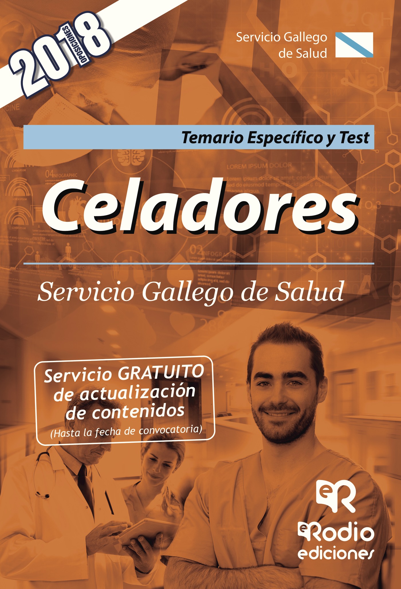 Portada de Celadores. Servicio Gallego de Salud. Temario Específico y Test.