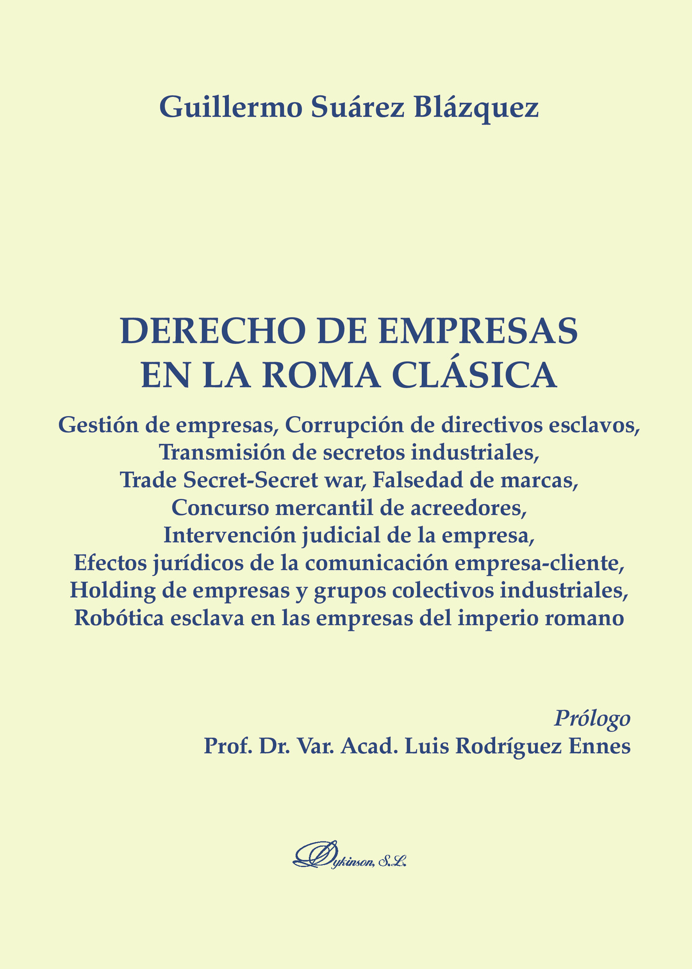 Portada de Derecho de empresas en la Roma clásica
