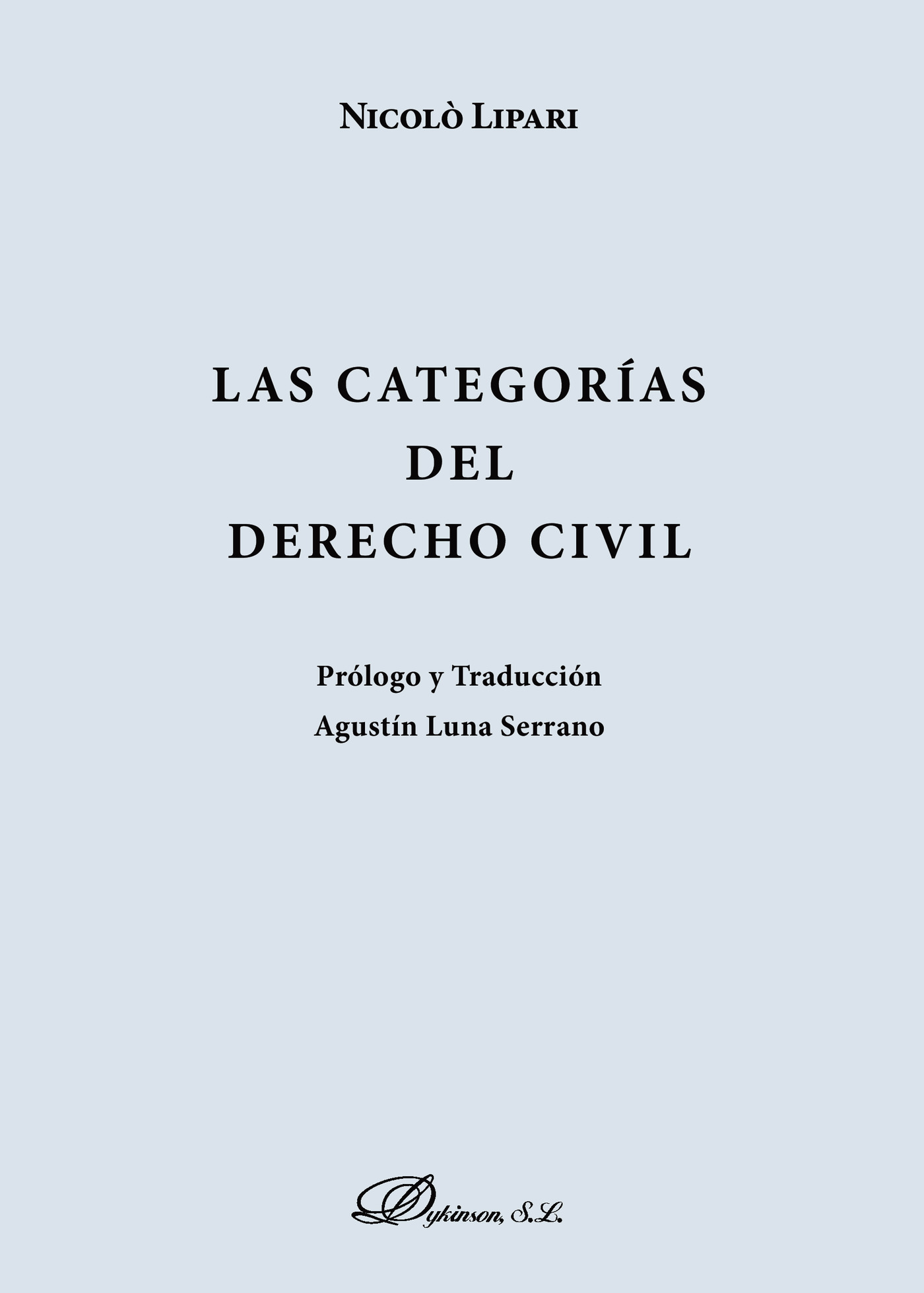 Portada de Las categorías del Derecho Civil.