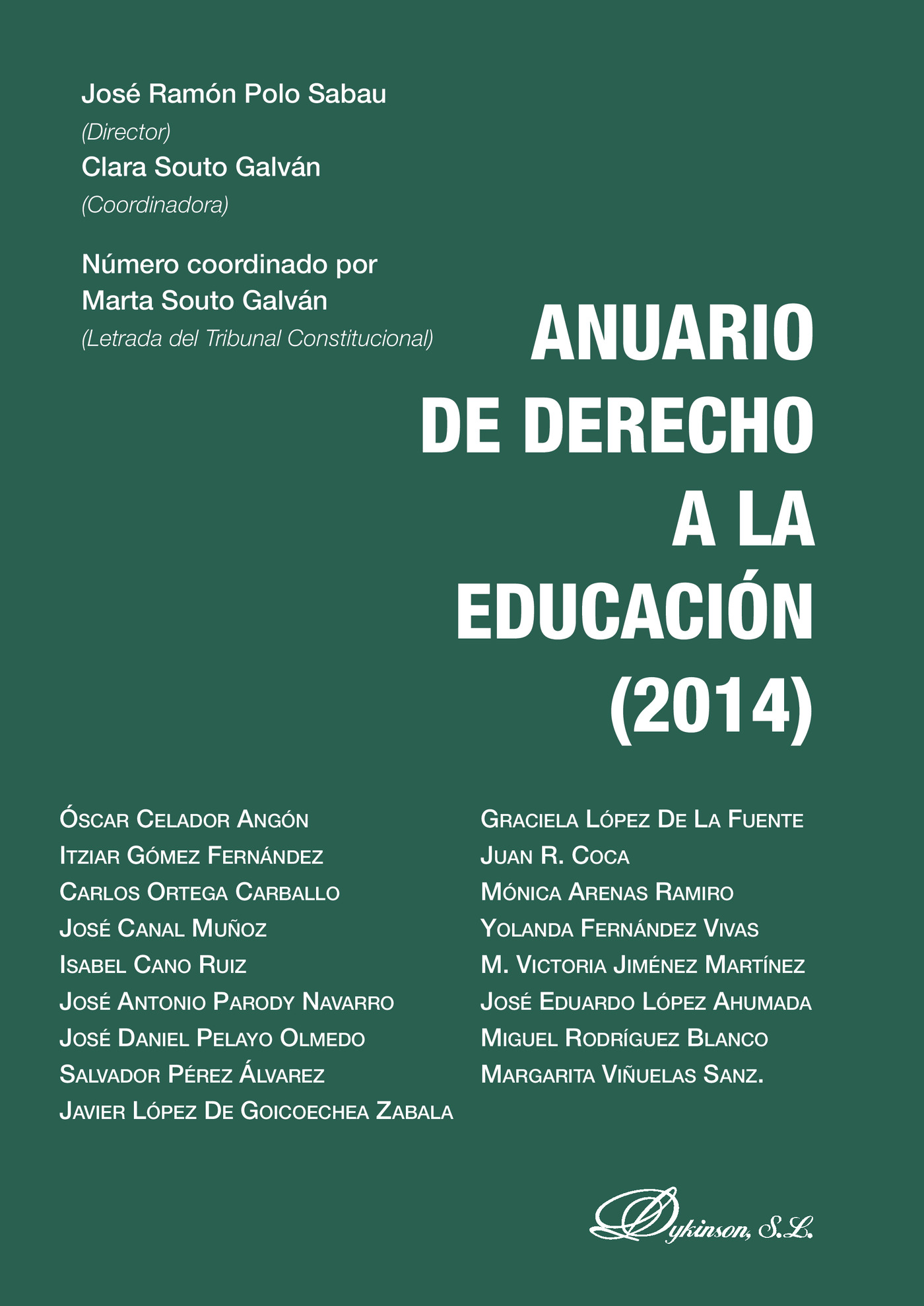 Portada de Anuario de Derecho a la Educación 2014.