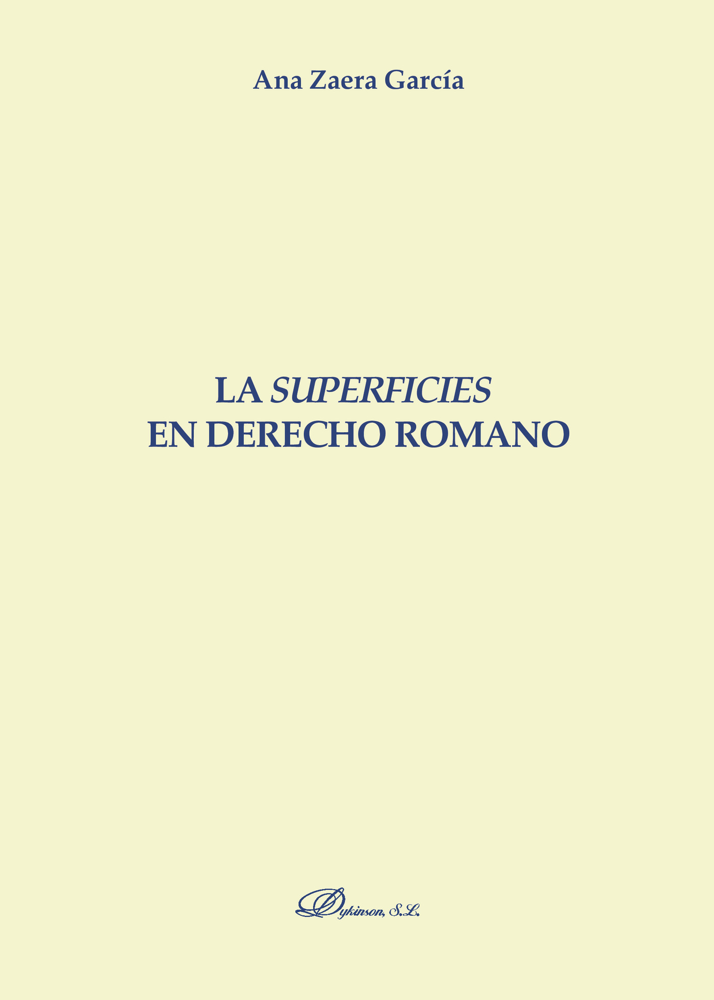 Portada de La superficies en Derecho romano.