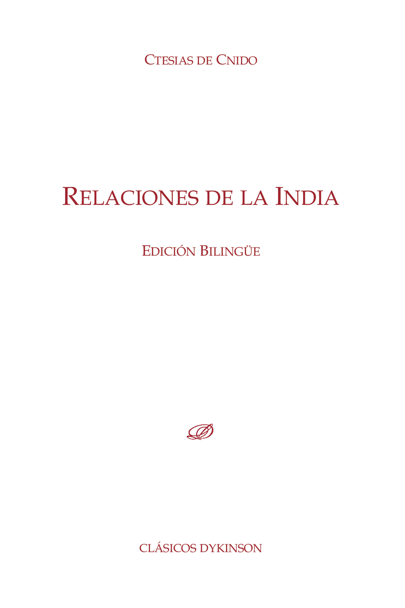 Portada de Relaciones de la India.Edición bilingüe