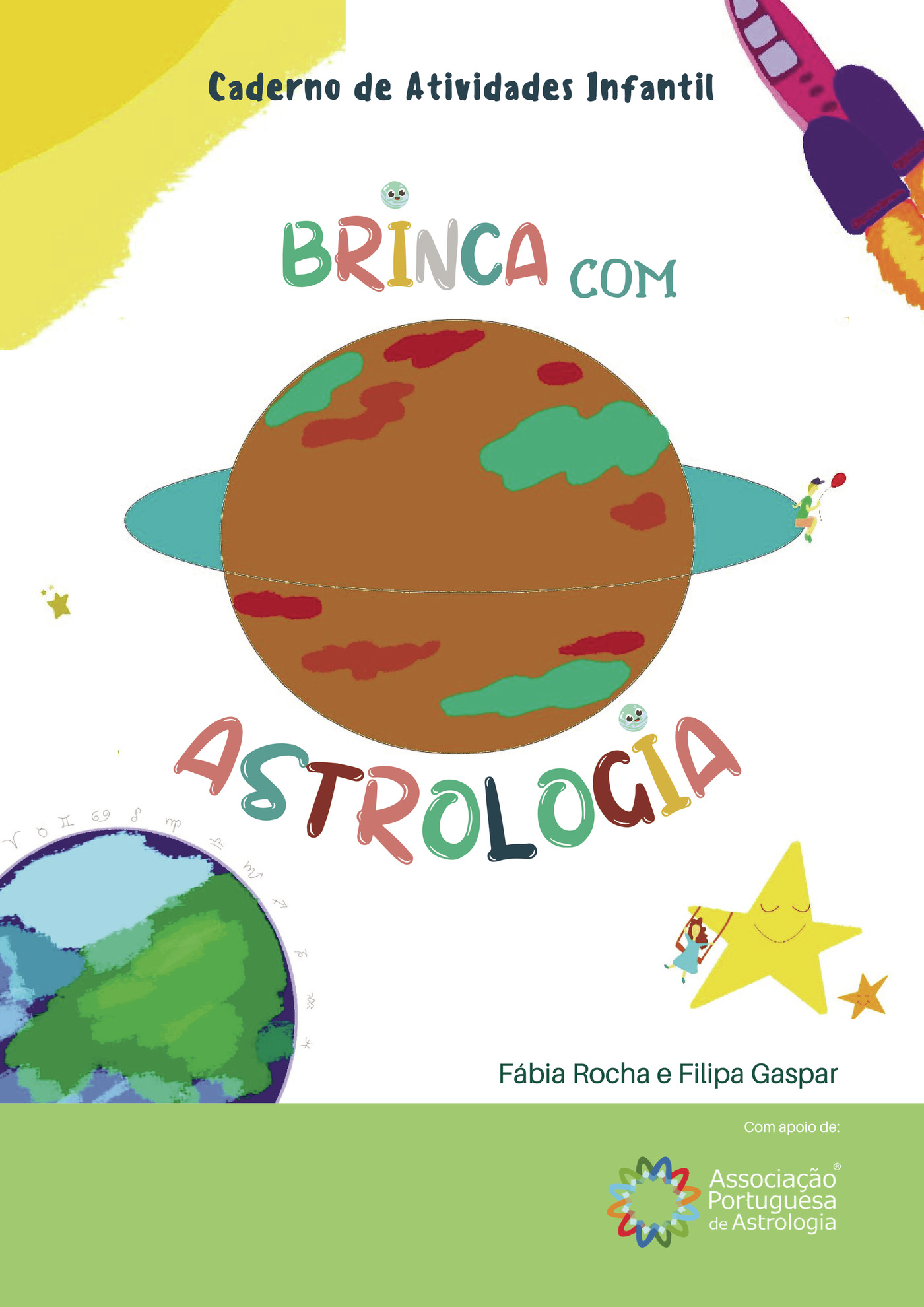 Portada de Caderno de atividades infantil: Brinca com a Astrologia