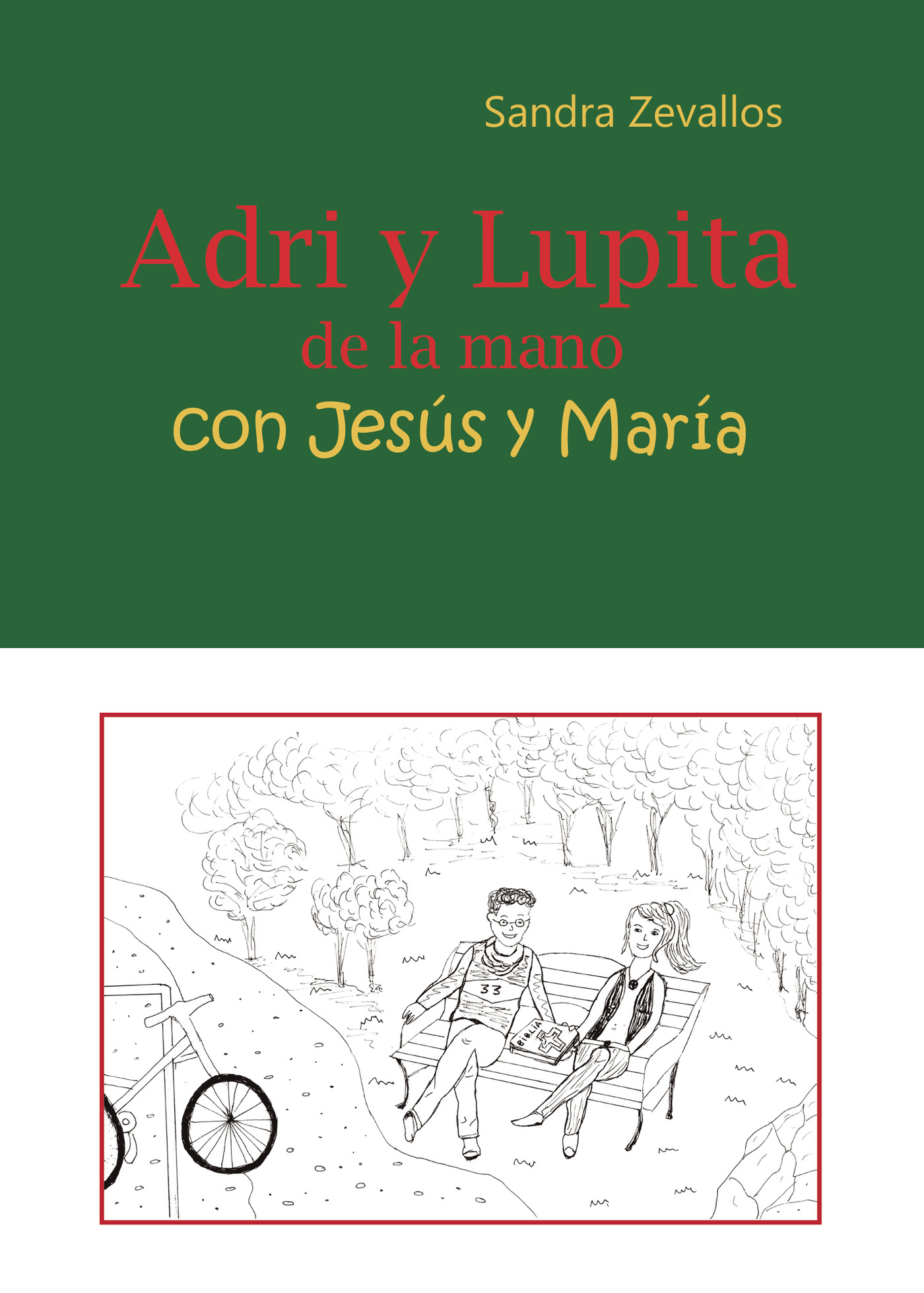 Portada de Adri y Lupita de la mano con Jesús y María