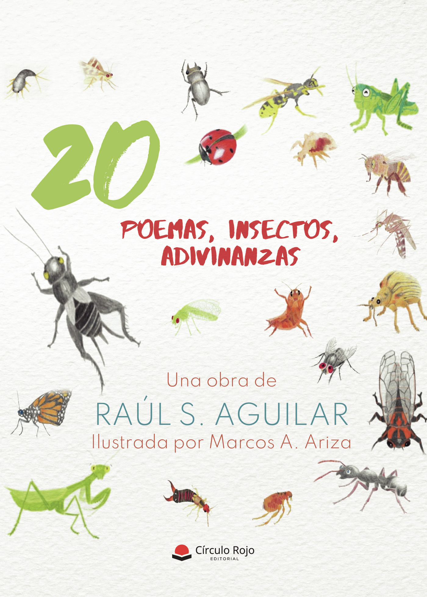 Portada de 20 poemas, insectos, adivinanzas · Raúl S. Aguilar