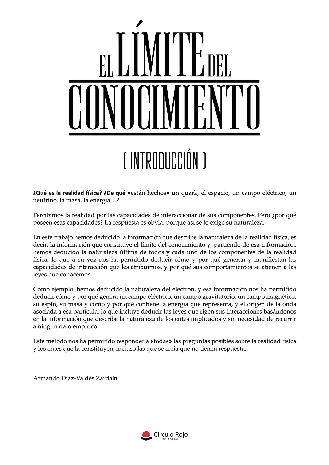 Portada de EL LIMITE DEL CONOCIMIENTO (introducción)