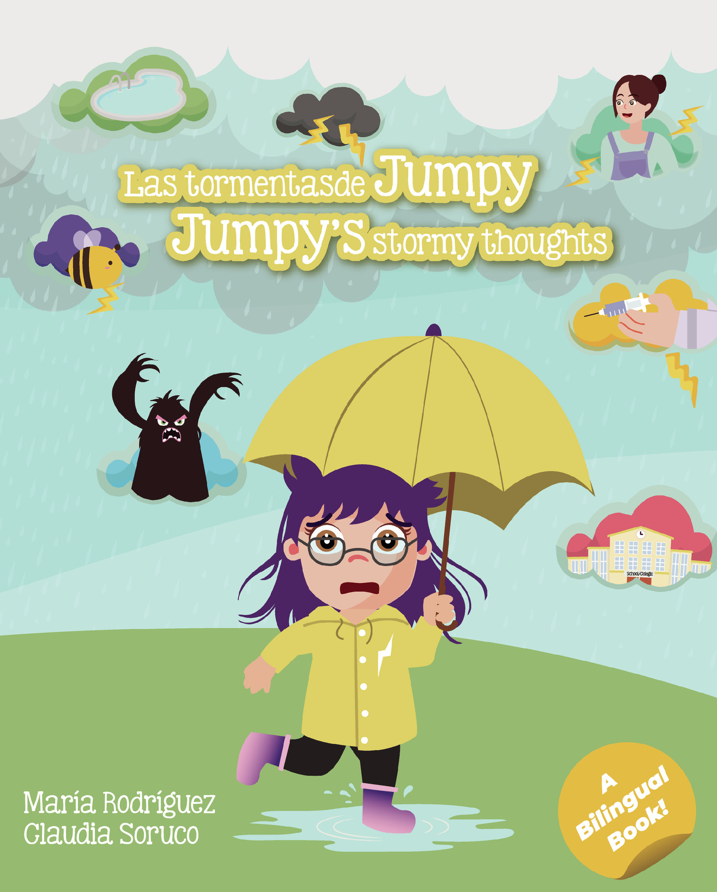 Portada de Las tormentas de Jumpy/Jumpys stormy thoughts · María Rodríguez Claudia Soruco