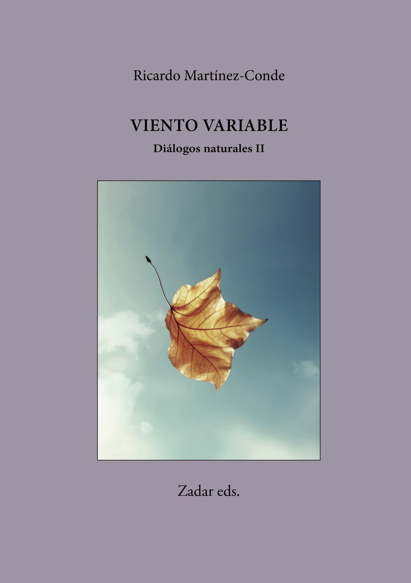Portada de Viento variable · Editorial Zadar Ricardo Martinez-Conde