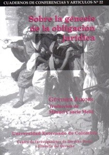Portada de Sobre la génesis de la obligación jurídica · Günther Jakobs