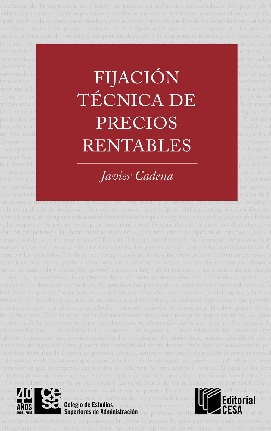 Portada de Fijación Técnica de precios rentables