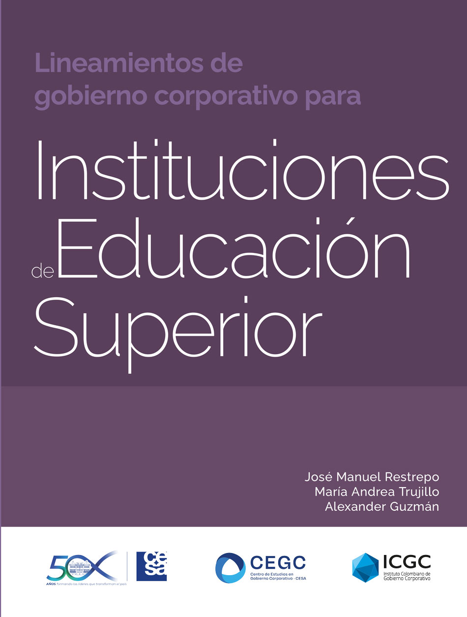 Portada de Lineamientos de gobierno corporativo para Instituciones de Educación Superior · María Andrea . Guzmán Vásquez , Alexander.Restrepo , José Manuel Trujillo Dávila
